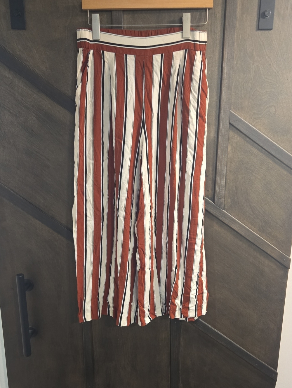 Rust Striped Wide Leg Flowly Pants